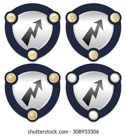 Set of four abstract icons with golden screws and flash
