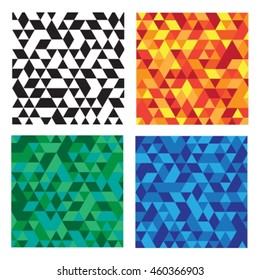 Set of four abstract isolated geometrical seamless patterns.