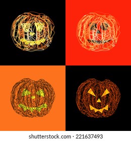 Set of four abstract Jack-o'-lanterns