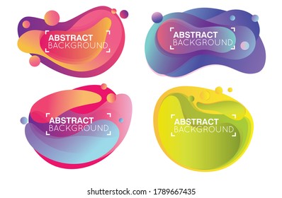 Set of Four Abstract Liquid Colorful Gradient Vector Backgrounds with Bubbles