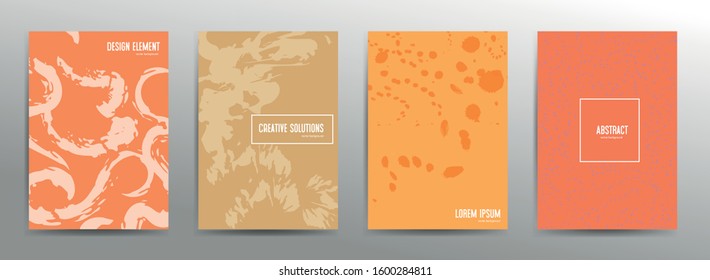Set of four abstract looped patterns on a pastel background in A4 size