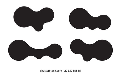 Conjunto de cuatro Formas metabólicas abstractas con puntos conectados y blobs que se transforman. Iconos vectoriales geométricos con formas metabólicas fluidas y orgánicas. Ilustración vectorial
