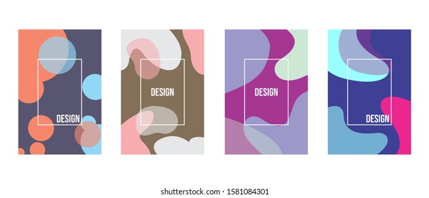 Set of four abstract modern graphic elements. Dynamical colored forms and line. Gradient abstract banners with flowing liquid shapes. Template for the design of a logo, flyer or presentation. 