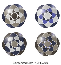 set of four abstract object