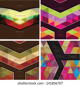 Set of four abstract Retro Geometric Background with place for your text.Colorful abstract geometric background with triangular polygons
