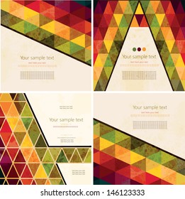 Set of four abstract Retro Geometric Background with place for your text.Colorful abstract geometric background with triangular polygons
