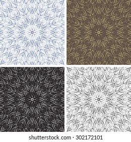 Set of four abstract round seamless patterns