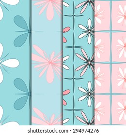 Set of four abstract seamless pattern. Vector illustration.