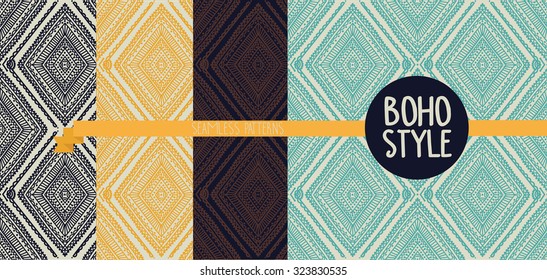set of four abstract seamless patterns, vector illustration