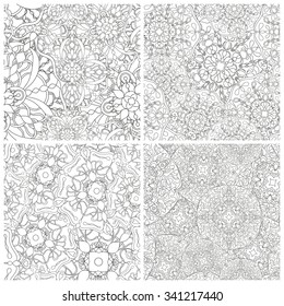 Set of four abstract seamless patterns. Wallpaper or textile.