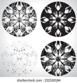 Set of four Abstract Snowflake Icons isolated on White Background. Decorative Elements. 