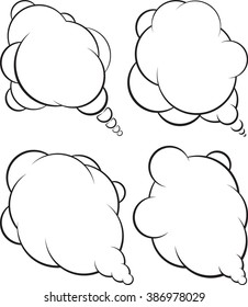 Set of four abstract talking black and white bubbles 