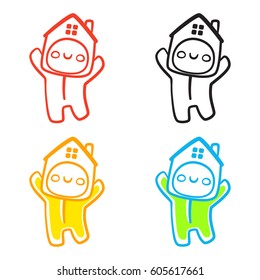 Set of four abstract toy shop, baby products, children's home, isolated, vector