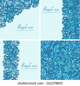 Set of four abstract vector backgrounds. The wavy blue background.