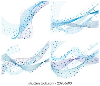 Set of four abstract vector water background