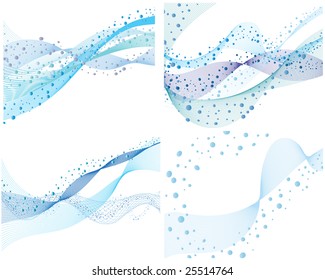 Set of four abstract vector water background