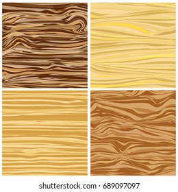 Set of four abstract wood texture in flat design. Vector illustration