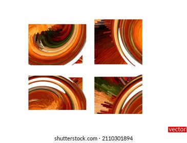 Set of four abstractions isolated on white background. Design element for a business card. Dynamic abstraction squared. Interior poster. Vector