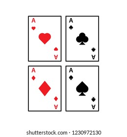 Set of four aces card suit line icon vector