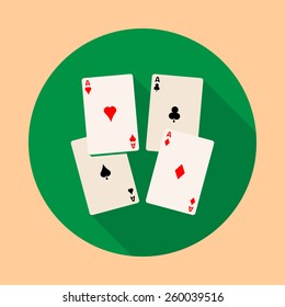 Set of four aces in flat design