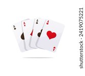 Set of four aces playing cards suits vector isolated.