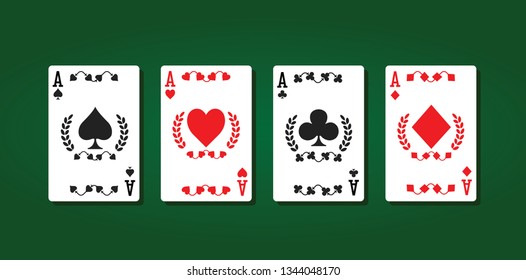 Set of four aces playing cards suits