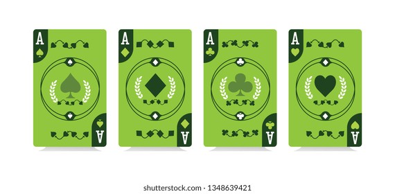Set of four aces playing cards suits 3