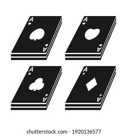 Set of four aces playing cards suits. Poker cards. Illustration vector