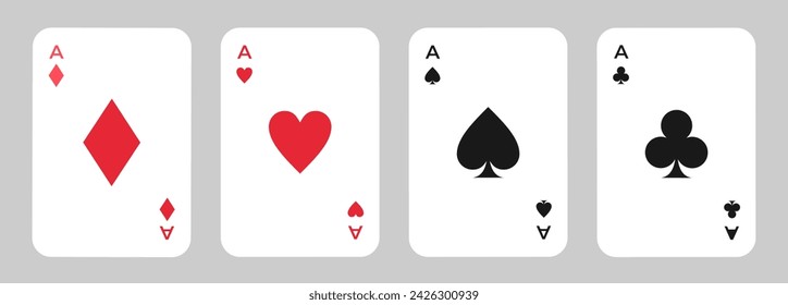 Set of four aces playing cards suits.