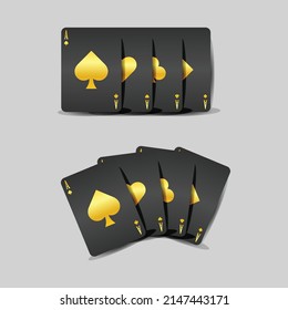 A set of four aces playing poker card gold edition vector illustration