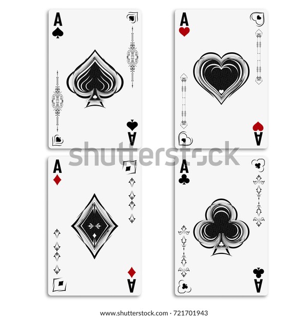 ポーカーとカジノのプレイに4つのエースをセット スペード ダイヤ ハート クラブのace 4つのエースが1組のカードをプレイしています ベクターイラスト のベクター画像素材 ロイヤリティフリー