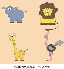 Set of four African animals