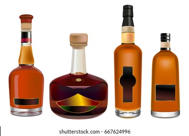 The set of four alcohol bottles
