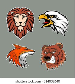 Set of Four Animal Mascots, Vector Illustration