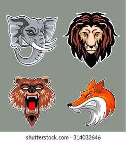 Set of Four Animal Mascots, Vector Illustration