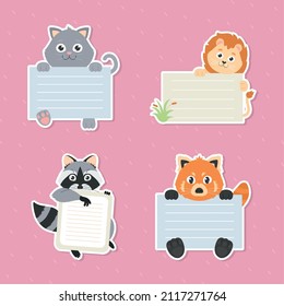 set of four animals with memos