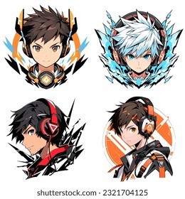 Premium Vector  Gamer anime boy with character with rock hand sign mascot  esport logo