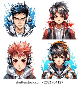 Premium Vector  Gamer anime boy with character with rock hand sign mascot  esport logo
