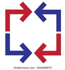 set of four arrow icons with different directions blue and red
