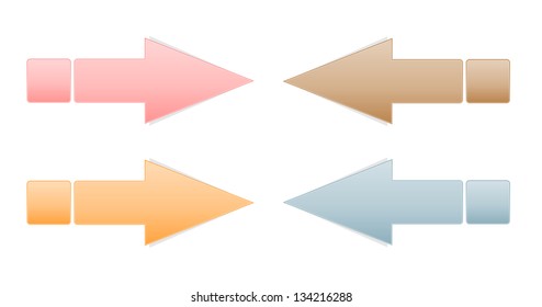 Set of four arrows with blank square tag / various color arrows