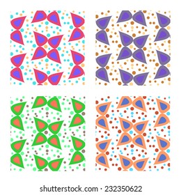 Set four art flower pattern background
