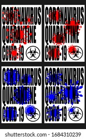 A set of four arts with an inscription about the coronavirus. Design cover for news feeds and magazines. Vector illustration.