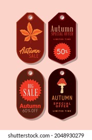 set of four autumn sale labels