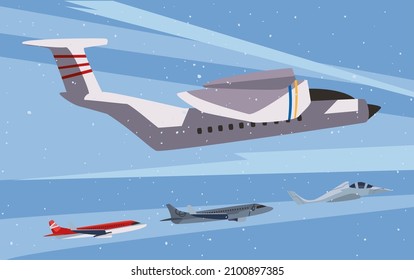 conjunto de cuatro aviones impresionantes