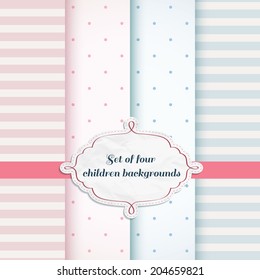 Set of four baby backgrounds. Can be used for shower card design. 