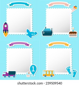 Set of four baby boy shower card