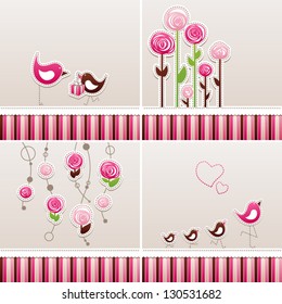 Set of four backgrounds about Mother's Day. Patchwork style.