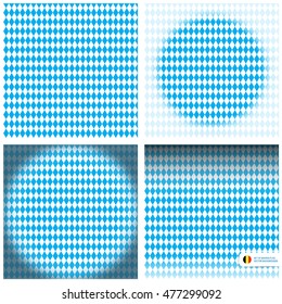 Set of four backgrounds for beer festival Oktoberfest. Flag of Bavaria. Blue rhombus and vignettes.