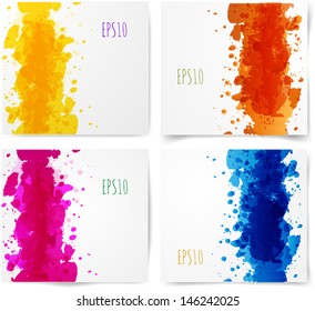 Set of four backgrounds with big bright splashes. Vector illustration. 