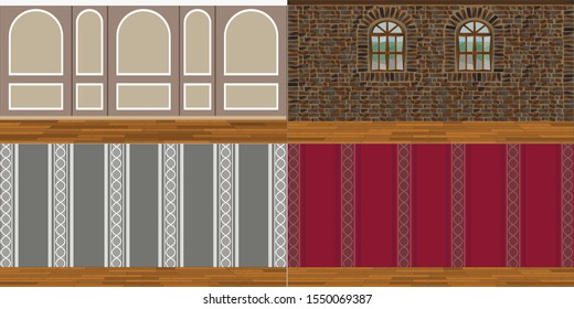 set of four backgrounds for the living room interior